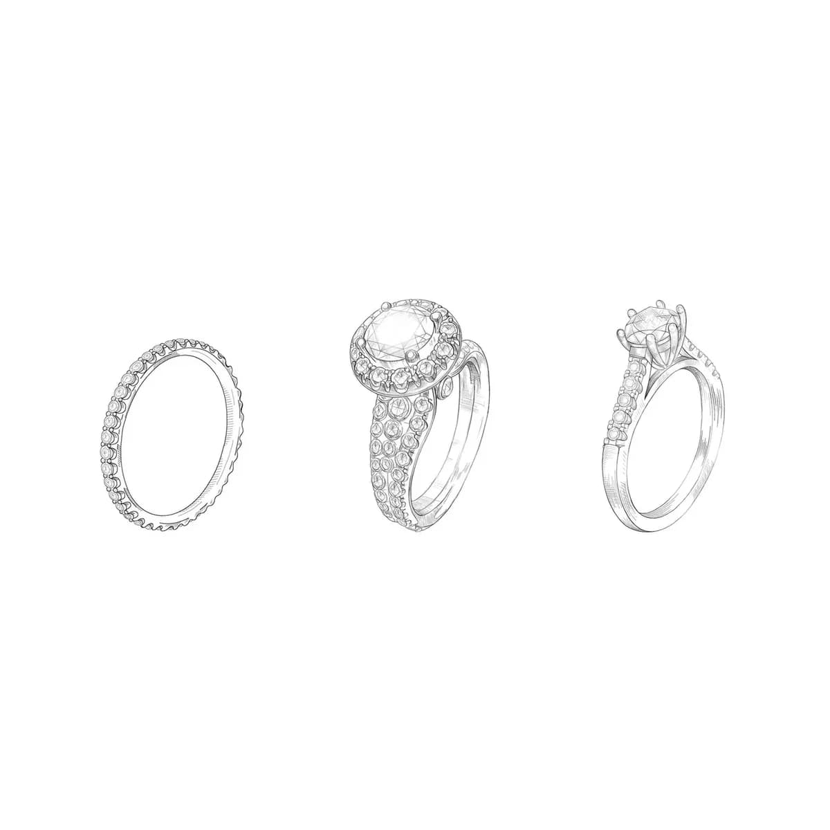 Ring design sketches from JY Jewellery’s design stage.